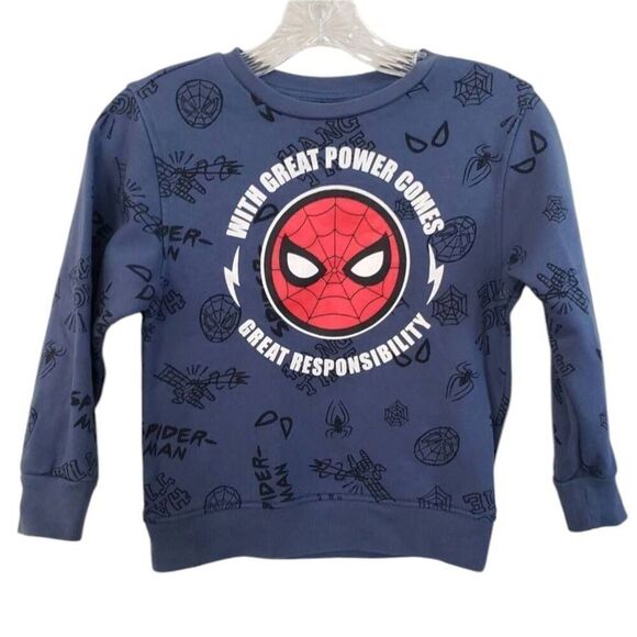 Marvel‎ Spider-Man Sweatshirt Boys Small Blue Cotton Super Hero Spider verse - Picture 1 of 9